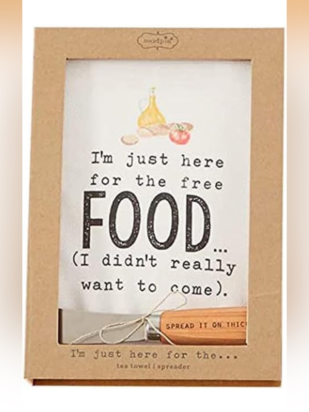 Mud Pie Tea Towel & Bottle Opener Gift Box Set I’m Just Here for the Food NEW